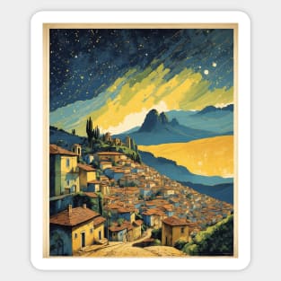 Minas Gerais Brazil Starry Night Vintage Tourism Travel Poster Art Sticker